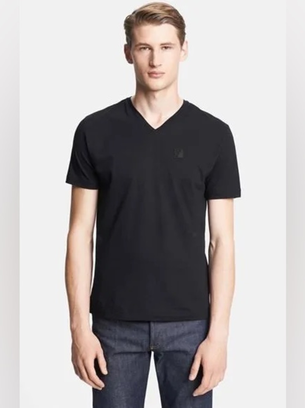 Gianni Versace Collection Black Cotton Vneck Mens
